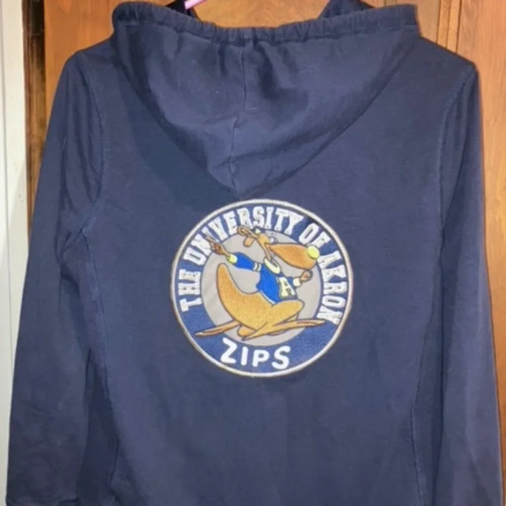 Style & Co Blue Medium Zippered Hoodie Akron University Zips Happy Roo Zippy - Picture 1 of 4